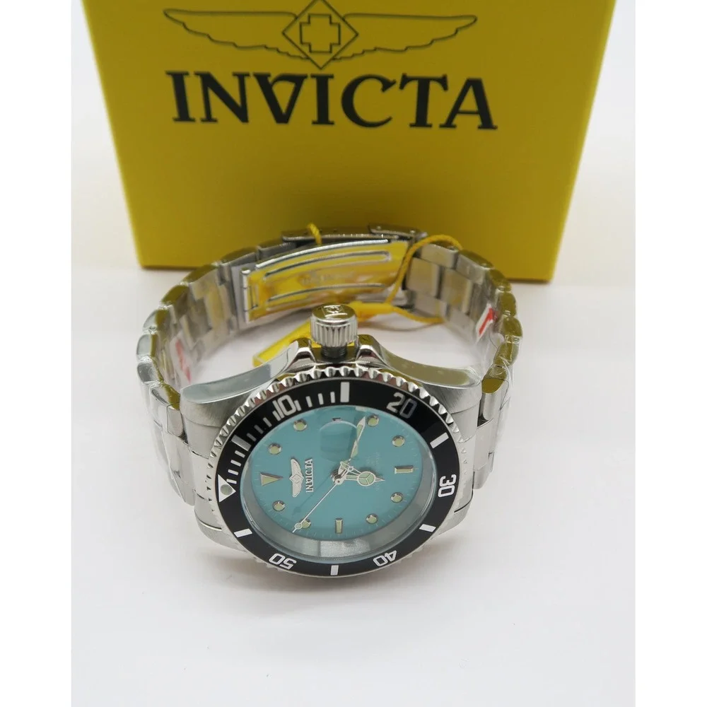 Invicta Pro Diver Aurenova 40mm Turquoise Dial Stainless Steel Watch Black Bezel
